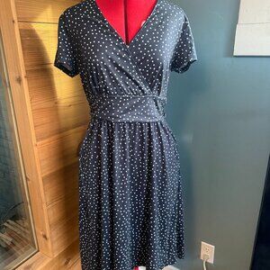 OUGES Black and White Polka Dot Dress - L